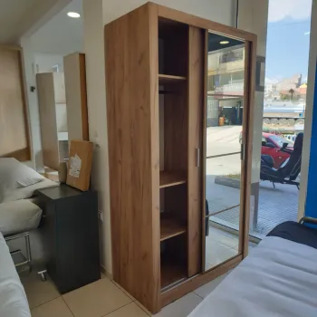Ντουλάπα με καθρέφτη Linea 120x60x215cm Χρυσό Δρυς