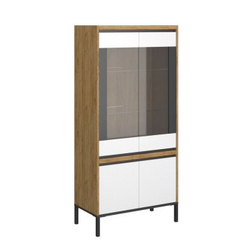 Βιτρίνα Palmor Χρυσό Δρυς-Λευκό 77x40x164cm Βιτρίνα Palmor Χρυσό Δρυς-Λευκό 77x40x164cm