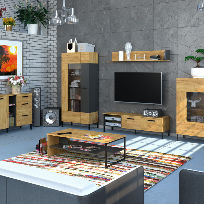 Μπουφές Santes Χρυσό Δρυς-Γραφίτη 155x42x92.5cm Μπουφές Santes Χρυσό Δρυς-Γραφίτη 155x42x92.5cm