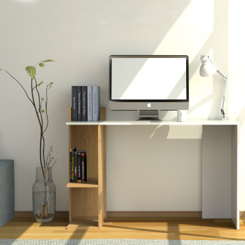 Γραφείο HO SHELF Λευκό-με Φυσικό Μοντέρνα Σχεδίαση 120x55x85εκ