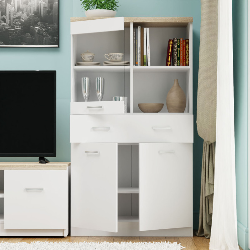 Βιτρίνα Δίφυλλη Top Mix 80x33x145cm Λευκή-Σονόμα Βιτρίνα Δίφυλλη Top Mix 80x33x145cm Λευκή-Σονόμα