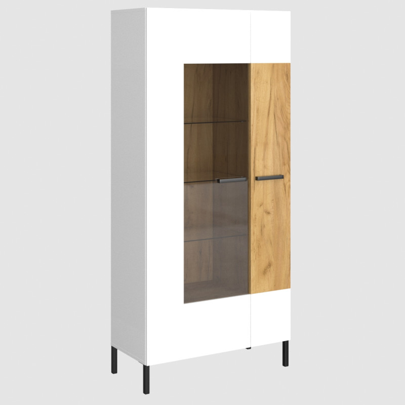Βιτρίνα Santes Χρυσό Δρυς-Λευκό 90x42x197.5cm Βιτρίνα Santes Χρυσό Δρυς-Λευκό 90x42x197.5cm