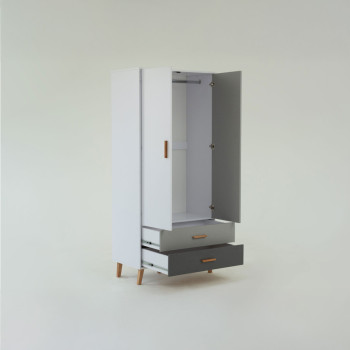 Ντουλάπα Timmy 2D2S Λευκό-Γραφίτη-Γκρι 90x50x199cm Ντουλάπα Timmy 2D2S Λευκό-Γραφίτη-Γκρι 90x50x199cm