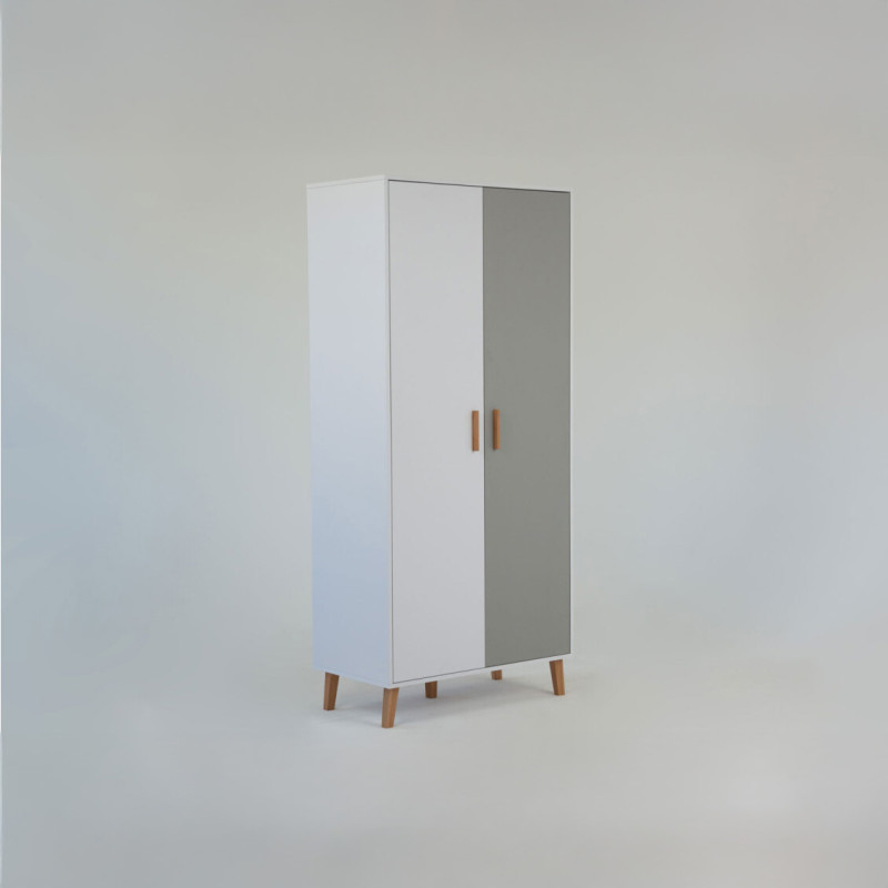 Ντουλάπα Timmy 2D Λευκό-Γραφίτη-Γκρι 90x50x199cm Ντουλάπα Timmy 2D Λευκό-Γραφίτη-Γκρι 90x50x199cm