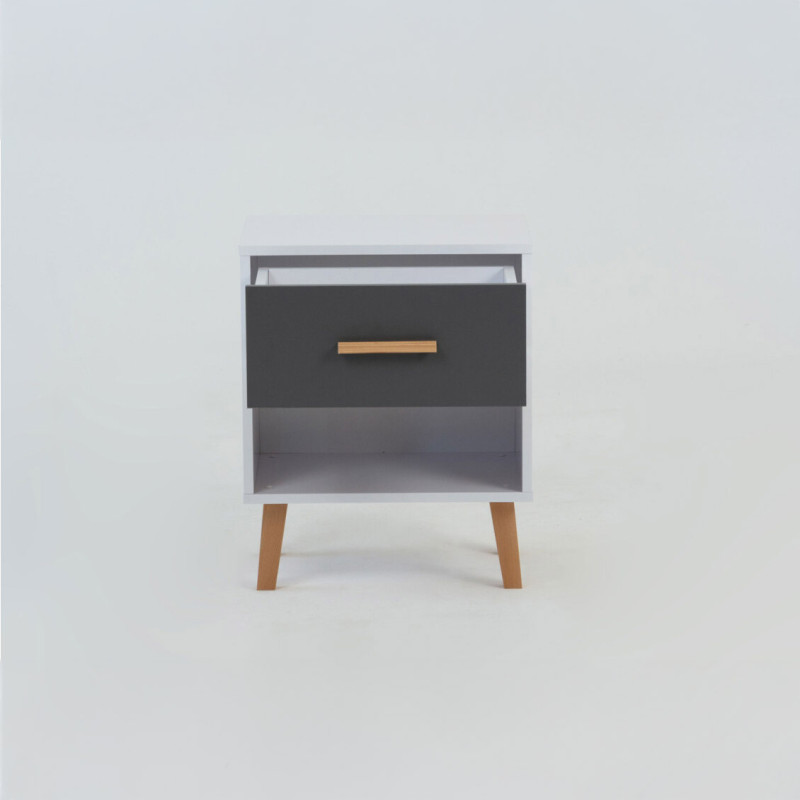 Κομοδίνο Timmy Λευκό-Γραφίτη-Γκρι 46.8x36x57.1cm Κομοδίνο Timmy Λευκό-Γραφίτη-Γκρι 46.8x36x57.1cm