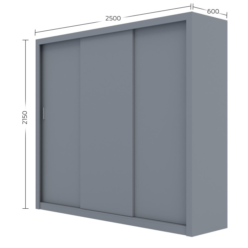Ντουλάπα Grandio Γκρι 250x60x215cm