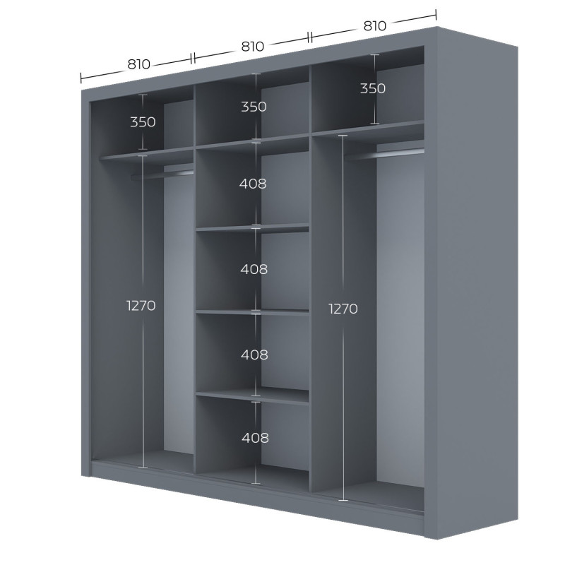Ντουλάπα Grandio Χρυσό Δρυς με καθρέφτη 250x60x215cm Ντουλάπα Grandio Χρυσό Δρυς με καθρέφτη 250x60x215cm