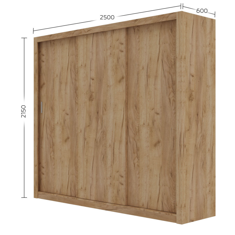 Ντουλάπα Grandio Χρυσό Δρυς με καθρέφτη 250x60x215cm Ντουλάπα Grandio Χρυσό Δρυς με καθρέφτη 250x60x215cm