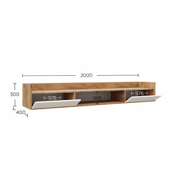 Έπιπλο TV Callisto Χρυσό Δρυς-Λευκό 200x40x30cm