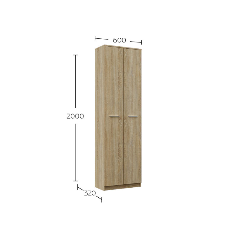 Ντουλάπα Reno με Ράφια Σονόμα 60x32x200cm Ντουλάπα Reno με Ράφια Σονόμα 60x32x200cm