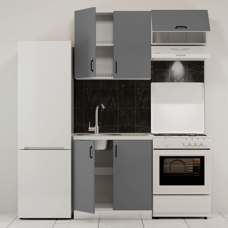 Κουζίνα Modest Σετ 3 Κουτιών Ανθρακί Άνω Κουτιά 140cm Κάτω 80cm Κουζίνα Modest Σετ 3 Κουτιών Ανθρακί Άνω Κουτιά 140cm Κάτω 80cm