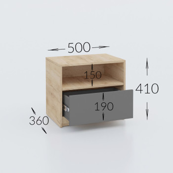 Κομοδίνο Viva Χρυσό Δρυς-Γραφίτη 50x36x41cm Κομοδίνο Viva Χρυσό Δρυς-Γραφίτη 50x36x41cm