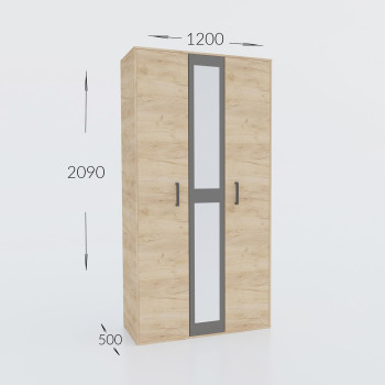 Ντουλάπα Viva 2D Χρυσό Δρυς-Γραφίτης 120x50x209cm Ντουλάπα Viva 2D Χρυσό Δρυς-Γραφίτης 120x50x209cm