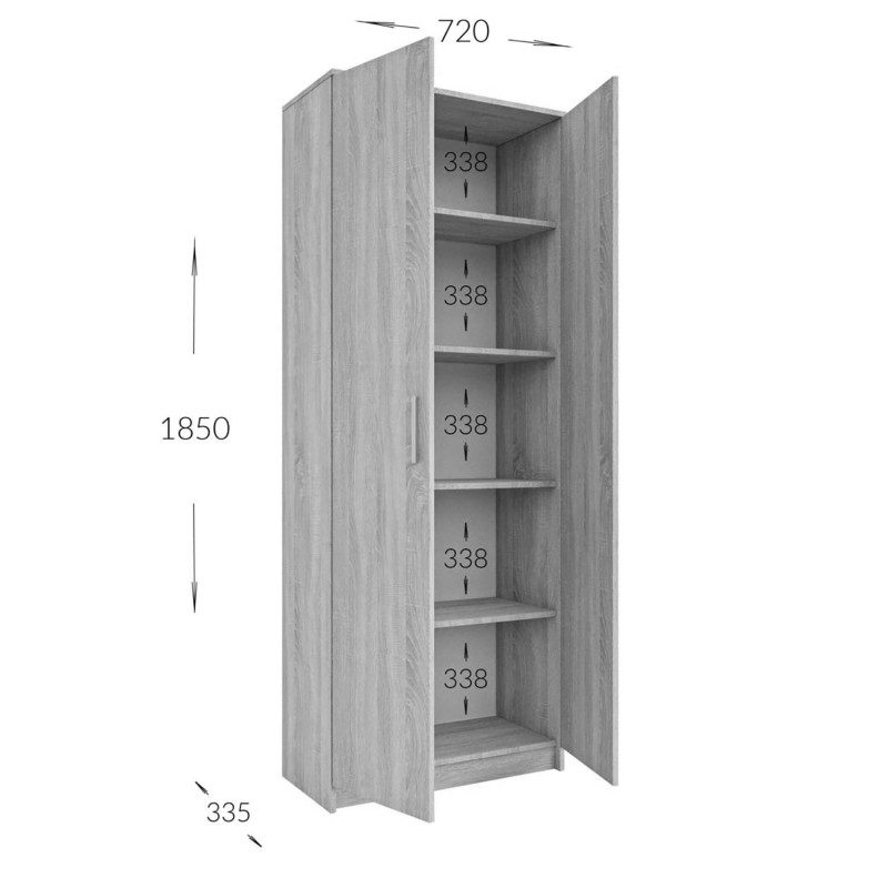 Ντουλάπα Milen με Ράφια Σονόμα 72.3x33.5x185.2cm Ντουλάπα Milen με Ράφια Σονόμα 72.3x33.5x185.2cm