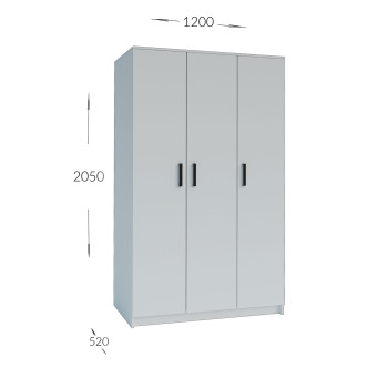 Ντουλάπα Τρίφυλλη Simple Λευκή 120x52x205cm Ντουλάπα Τρίφυλλη Simple Λευκή 120x52x205cm