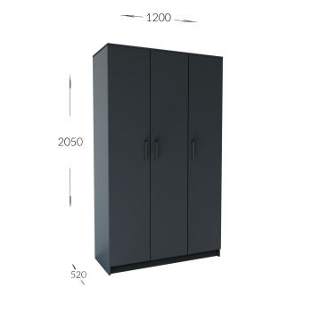 Ντουλάπα Τρίφυλλη Simple Γραφίτης 120x52x205cm Ντουλάπα Τρίφυλλη Simple Γραφίτης 120x52x205cm