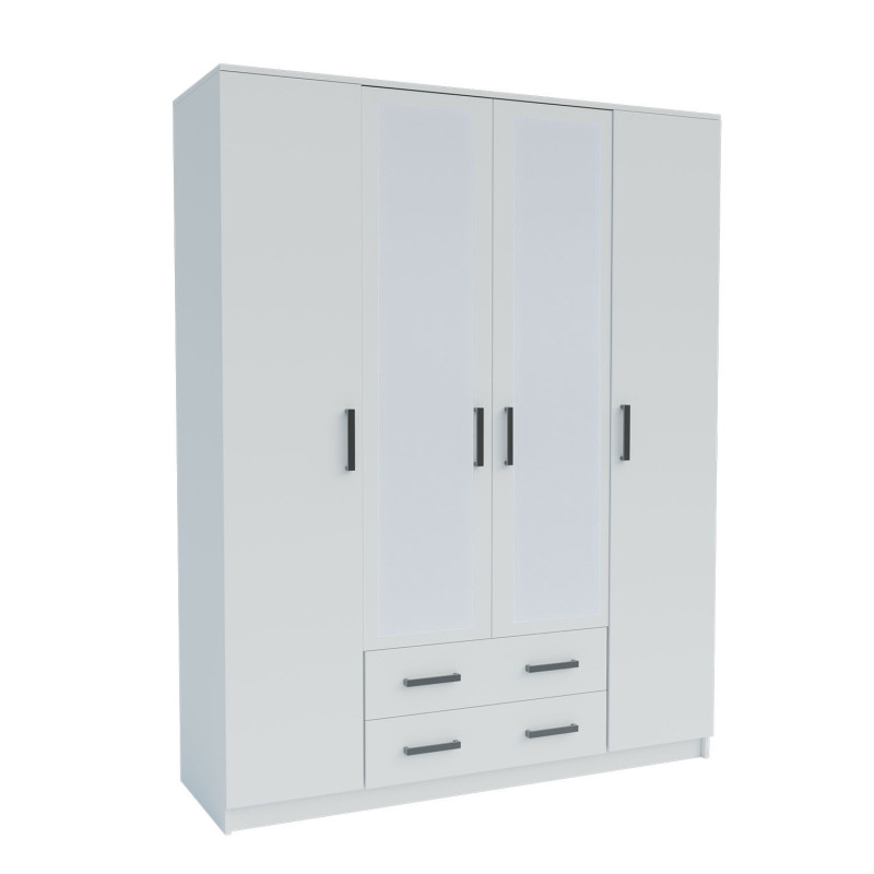 Ντουλάπα Τετράφυλλη Simple 4D2D Λευκή 160x52x205cm Ντουλάπα Τετράφυλλη Simple 4D2D Λευκή 160x52x205cm