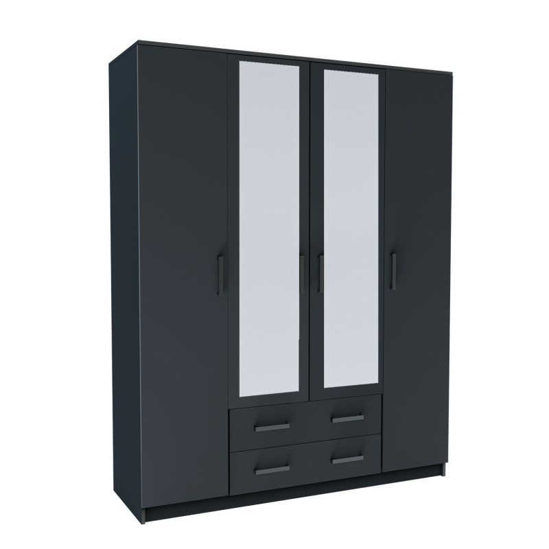Ντουλάπα Τετράφυλλη Simple 4D2D Γραφίτης 160x52x205cm Ντουλάπα Τετράφυλλη Simple 4D2D Γραφίτης 160x52x205cm