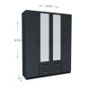 Ντουλάπα Τετράφυλλη Simple 4D2D Γραφίτης 160x52x205cm Ντουλάπα Τετράφυλλη Simple 4D2D Γραφίτης 160x52x205cm
