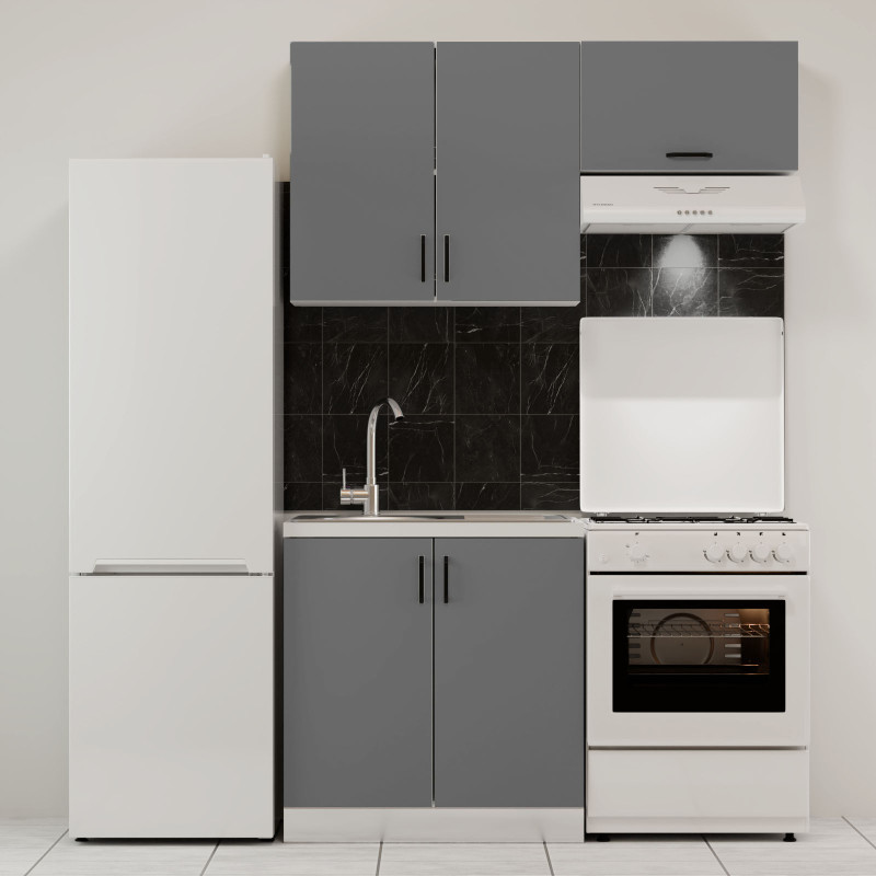 Κουζίνα Modest Σετ 3 Κουτιών Ανθρακί Άνω Κουτιά 140cm Κάτω 80cm Κουζίνα Modest Σετ 3 Κουτιών Ανθρακί Άνω Κουτιά 140cm Κάτω 80cm