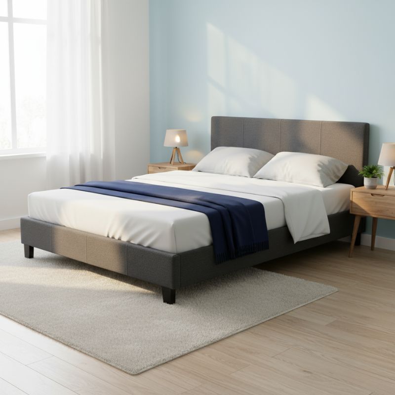 Κρεβάτι Flat Megapap υφασμάτινο χρώμα ανθρακί 160x200εκ.