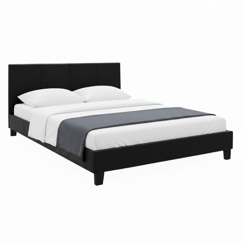 Κρεβάτι Flat Megapap από τεχνόδερμα χρώμα μαύρο ματ 150x200εκ. Κρεβάτι Flat Megapap από τεχνόδερμα χρώμα μαύρο ματ 150x200εκ.