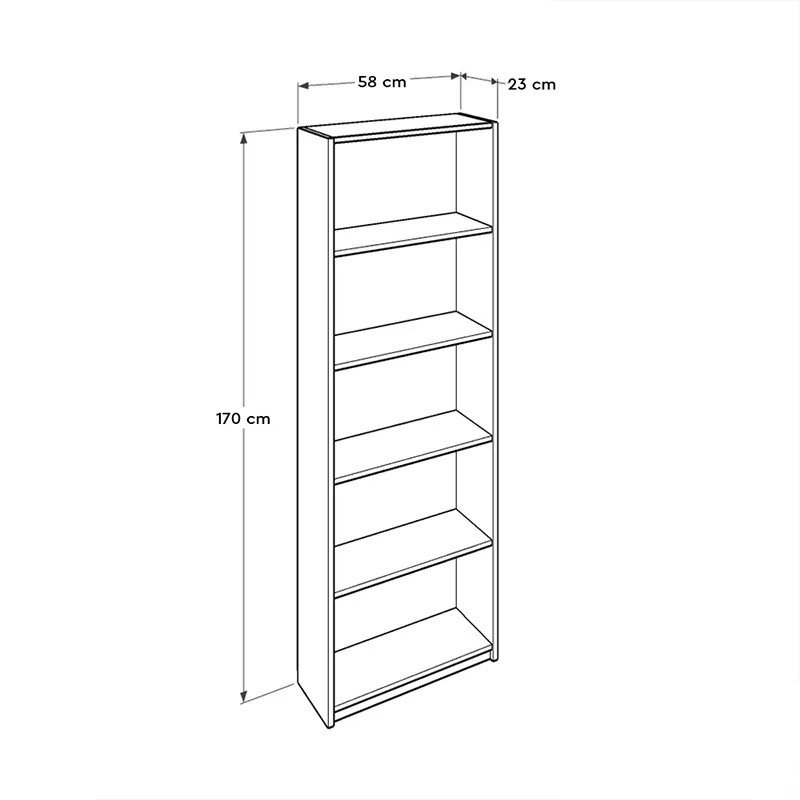 Βιβλιοθήκη Max Megapap χρώμα λευκό 58x23x170εκ. Βιβλιοθήκη Max Megapap χρώμα λευκό 58x23x170εκ.
