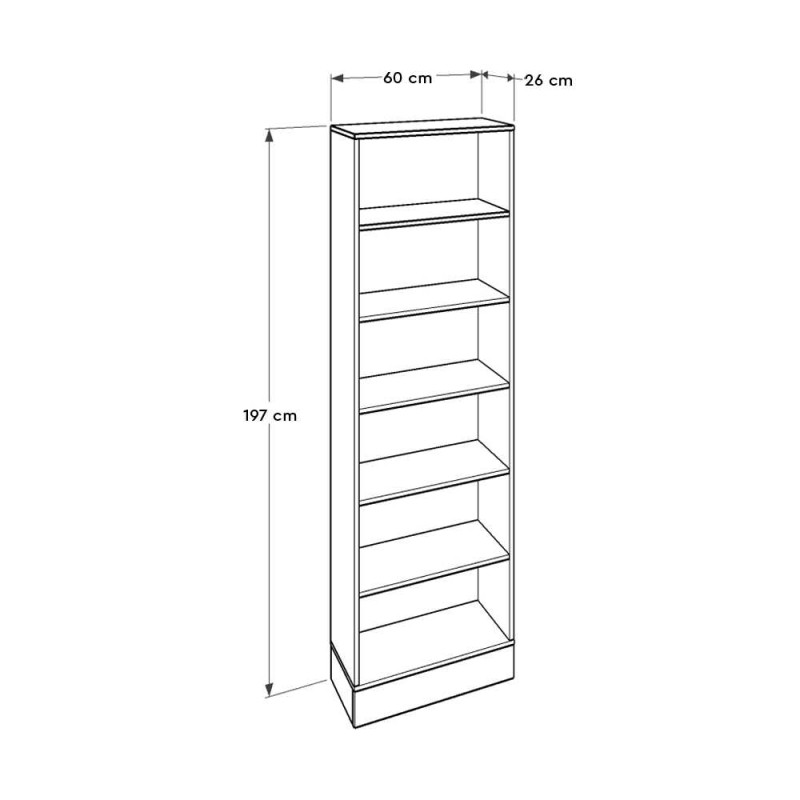 Βιβλιοθήκη Base Megapap χρώμα oak - λευκό 60x26x197εκ.