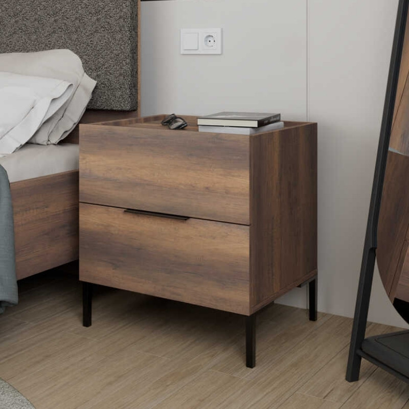 Κομοδίνο Oryana Megapap χρώμα καρυδί 55x44x59εκ. Κομοδίνο Oryana Megapap χρώμα καρυδί 55x44x59εκ.