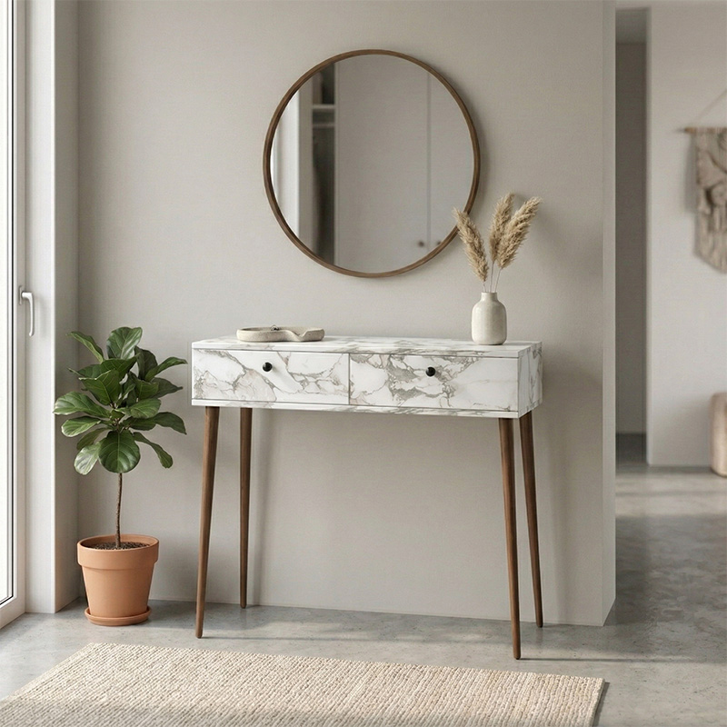 Κονσόλα Alis Megapap χρώμα λευκό εφέ μαρμάρου 110x29x88εκ. Κονσόλα Alis Megapap χρώμα λευκό εφέ μαρμάρου 110x29x88εκ.