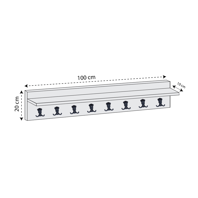 Κρεμάστρα τοίχου Vettini Megapap χρώμα ανθρακί 100x12x20εκ. Κρεμάστρα τοίχου Vettini Megapap χρώμα ανθρακί 100x12x20εκ.