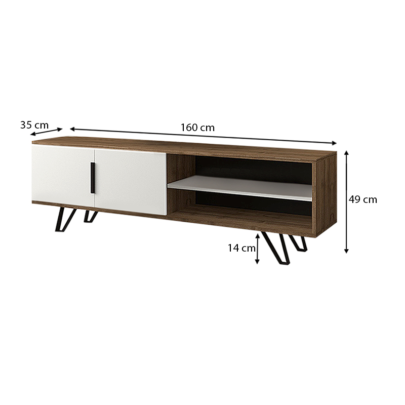 Έπιπλο τηλεόρασης Foot Megapap χρώμα καρυδί - λευκό 160x35x49εκ. Έπιπλο τηλεόρασης Foot Megapap χρώμα καρυδί - λευκό 160x35x49εκ.