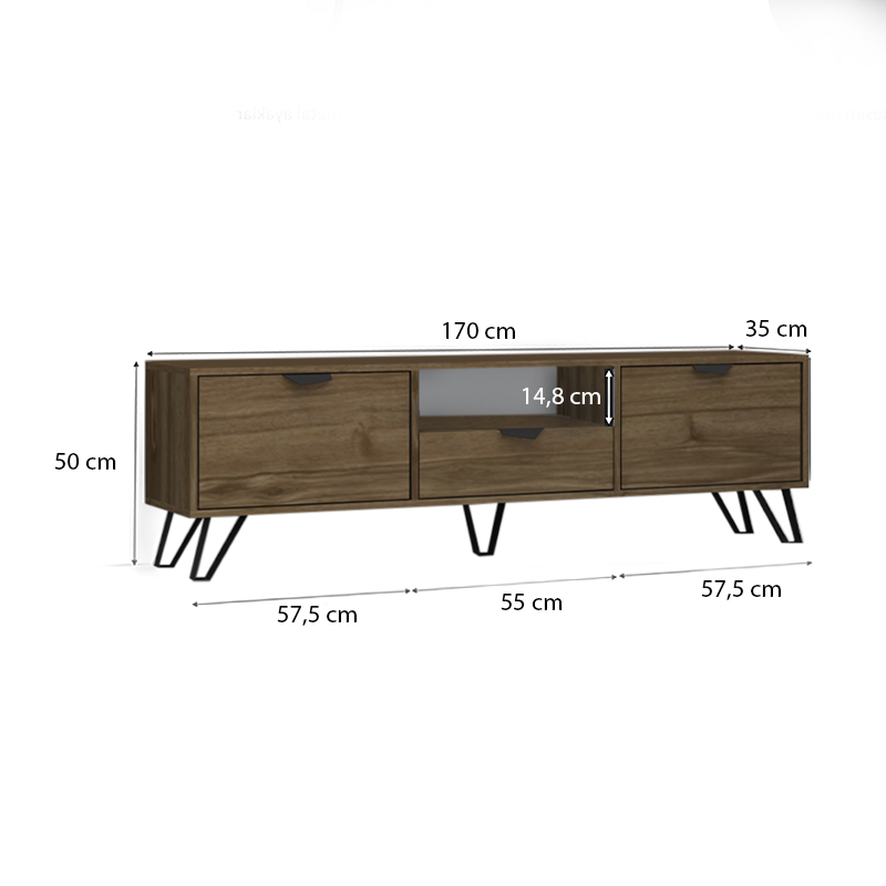 Έπιπλο τηλεόρασης Jasmine Megapap χρώμα καρυδί 170x35x50εκ. Έπιπλο τηλεόρασης Jasmine Megapap χρώμα καρυδί 170x35x50εκ.