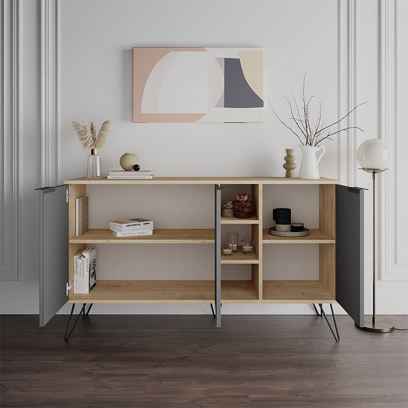 Μπουφές Clara Megapap χρώμα sapphire oak - ανθρακί 142x35,6x83εκ. Μπουφές Clara Megapap χρώμα sapphire oak - ανθρακί 142x35,6x83εκ.