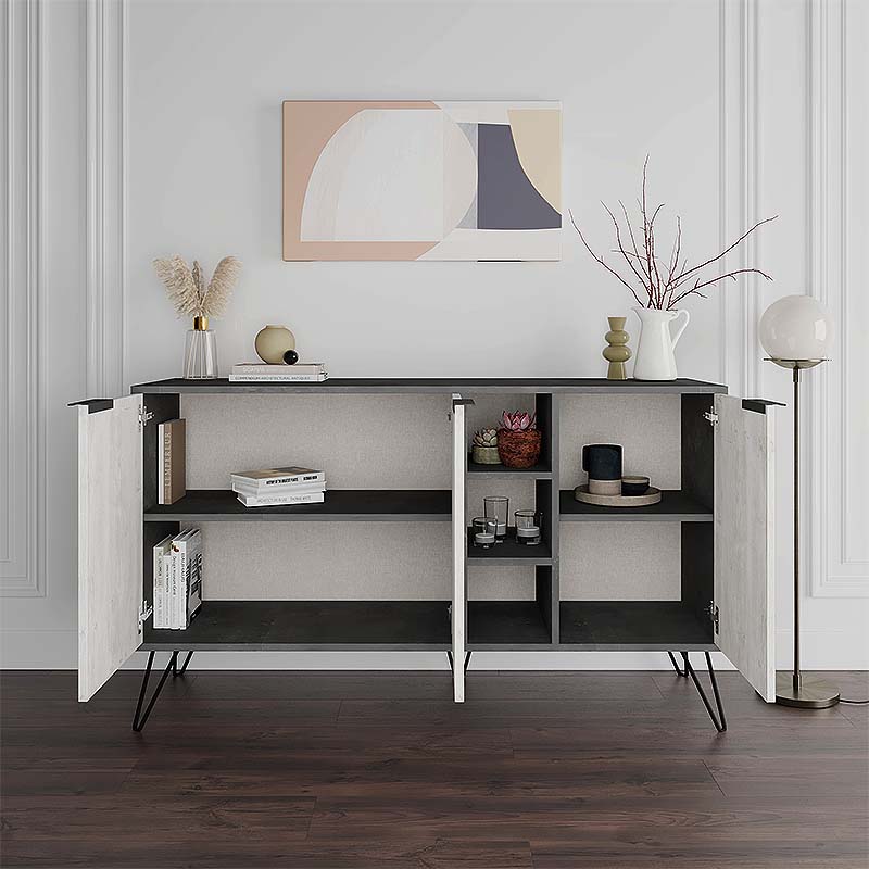 Μπουφές Clara Megapap χρώμα γκρι ρετρό - λευκό αντικέ 142x35,6x83εκ. Μπουφές Clara Megapap χρώμα γκρι ρετρό - λευκό αντικέ 142x35,6x83εκ.