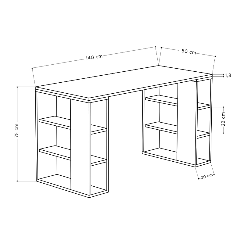 Γραφείο εργασίας Colmar Megapap χρώμα λευκό - sapphire oak 140x60x75εκ Γραφείο εργασίας Colmar Megapap χρώμα λευκό - sapphire oak 140x60x75εκ