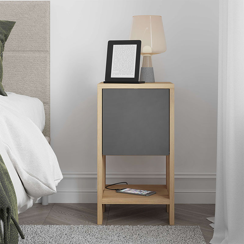 Κομοδίνο Ema Megapap χρώμα sapphire oak - ανθρακί 30x30x55εκ. Κομοδίνο Ema Megapap χρώμα sapphire oak - ανθρακί 30x30x55εκ.