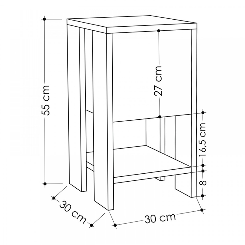 Κομοδίνο Ema Megapap χρώμα sapphire oak - λευκό 30x30x55εκ. Κομοδίνο Ema Megapap χρώμα sapphire oak - λευκό 30x30x55εκ.