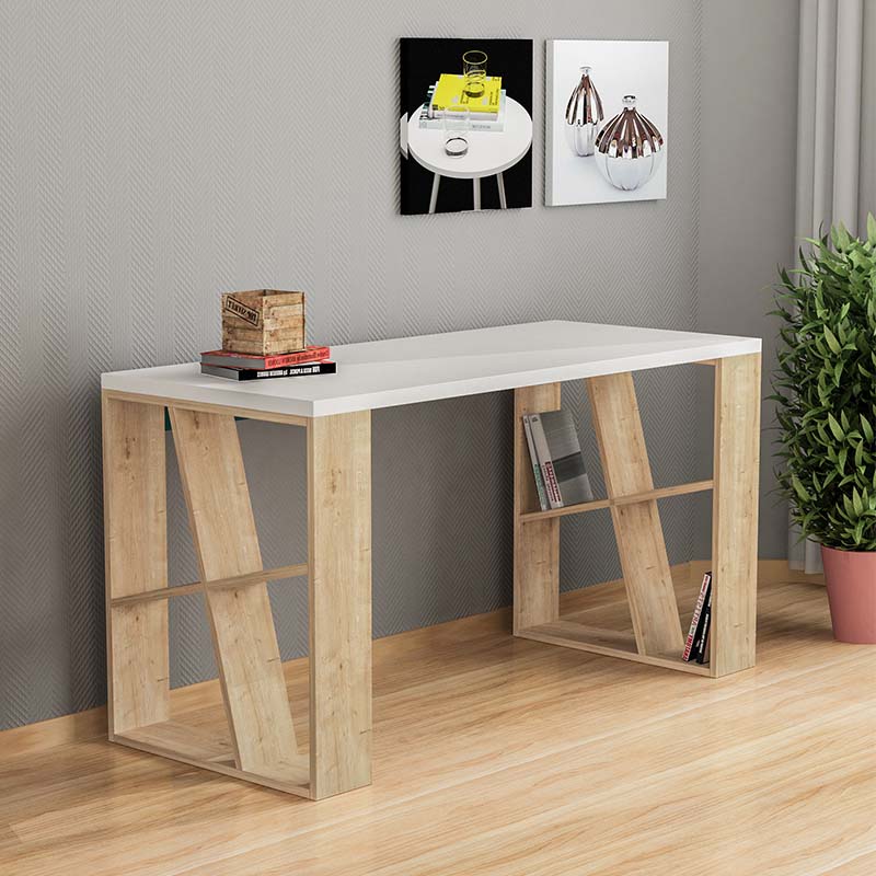 Γραφείο εργασίας Honey Megapap χρώμα λευκό - sapphire oak 137x60x75εκ Γραφείο εργασίας Honey Megapap χρώμα λευκό - sapphire oak 137x60x75εκ
