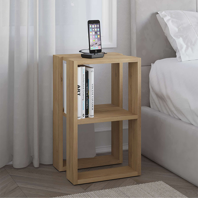Κομοδίνο - Τραπεζάκι βοηθητικό Lonie Megapap χρώμα sapphire oak 34x30x55εκ.