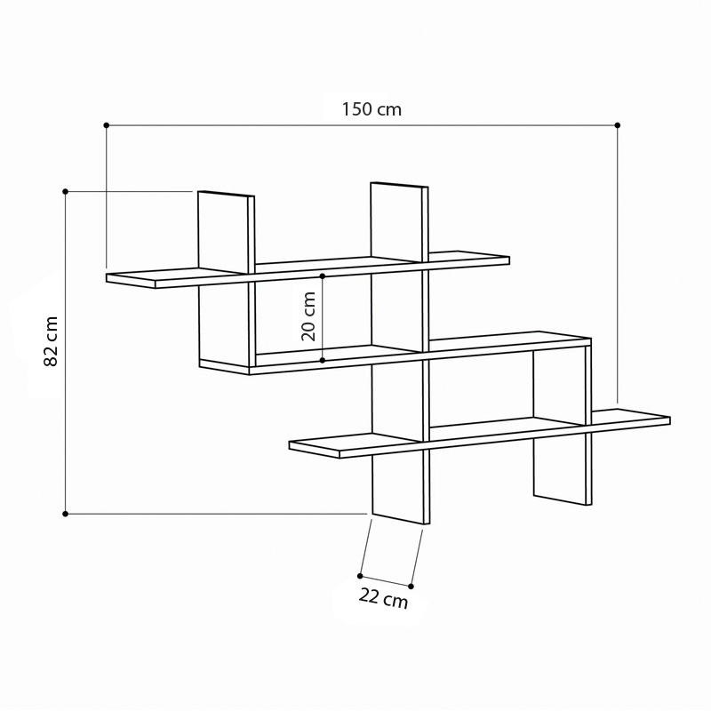 Ραφιέρα τοίχου Halic Megapap χρώμα sapphire oak 150x22x82εκ. Ραφιέρα τοίχου Halic Megapap χρώμα sapphire oak 150x22x82εκ.