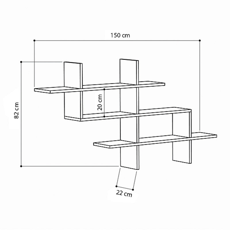 Ραφιέρα τοίχου Halic Megapap χρώμα λευκό 150x22x82εκ. Ραφιέρα τοίχου Halic Megapap χρώμα λευκό 150x22x82εκ.