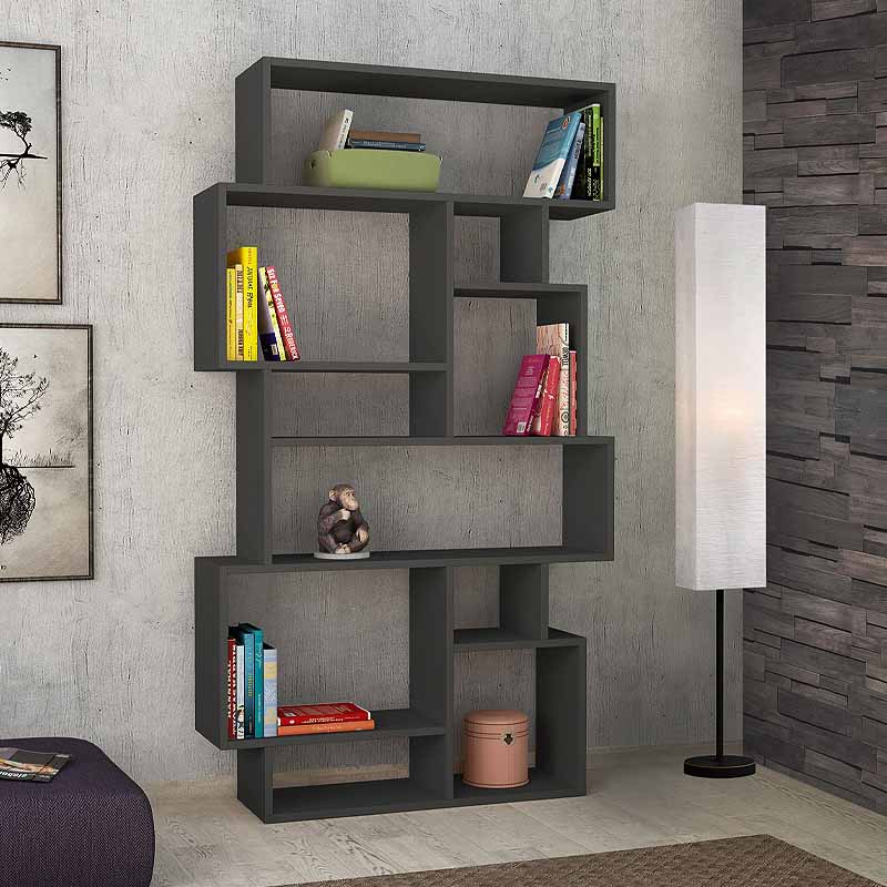 Βιβλιοθήκη Karmato Megapap χρώμα ανθρακί 96x25,5x168,5εκ. Βιβλιοθήκη Karmato Megapap χρώμα ανθρακί 96x25,5x168,5εκ.