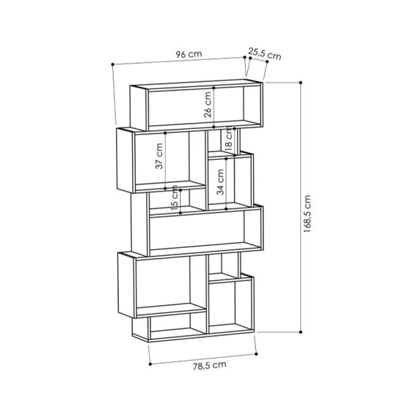 Βιβλιοθήκη Karmato Megapap χρώμα ανθρακί 96x25,5x168,5εκ. Βιβλιοθήκη Karmato Megapap χρώμα ανθρακί 96x25,5x168,5εκ.