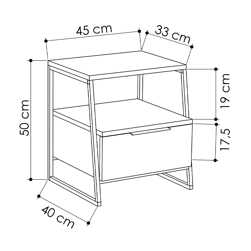 Κομοδίνο Pal Megapap χρώμα ανθρακί 45x40x50εκ. Κομοδίνο Pal Megapap χρώμα ανθρακί 45x40x50εκ.