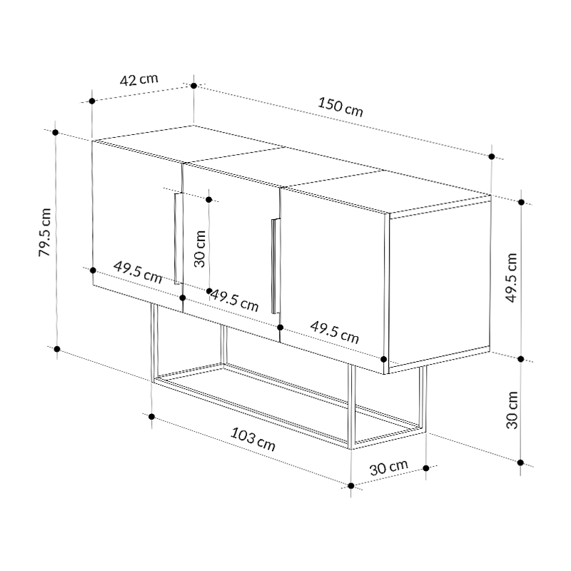 Μπουφές Tontini Megapap χρώμα λευκό - μαύρο εφέ μαρμάρου 150x42x79,5εκ. Μπουφές Tontini Megapap χρώμα λευκό - μαύρο εφέ μαρμάρου 150x42x79,5εκ.