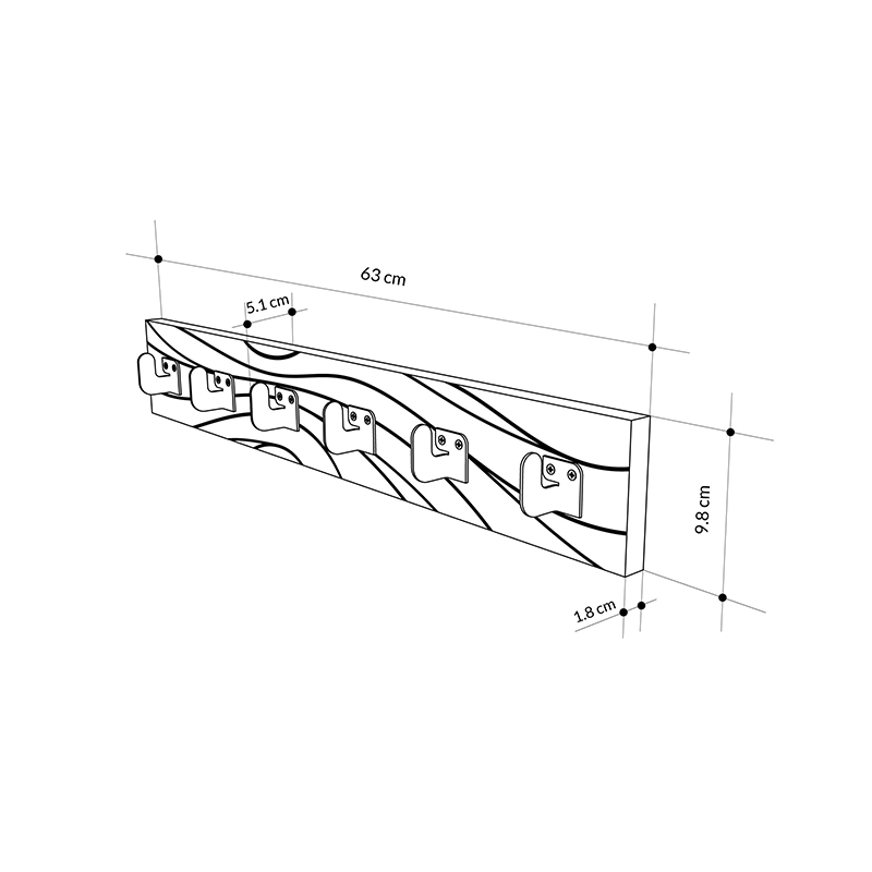 Κρεμάστρα τοίχου Flow Megapap χρώμα λευκό 63x1,8x9,8εκ. Κρεμάστρα τοίχου Flow Megapap χρώμα λευκό 63x1,8x9,8εκ.