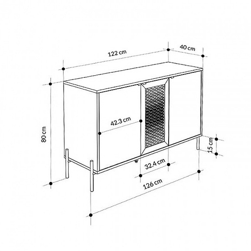 Μπουφές Naive Megapap χρώμα sapphire oak 126x40x80εκ. Μπουφές Naive Megapap χρώμα sapphire oak 126x40x80εκ.
