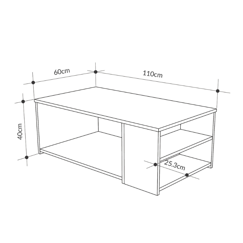 Τραπεζάκι σαλονιού Berg Megapap χρώμα sapphire oak - λευκό 110x60x40εκ. Τραπεζάκι σαλονιού Berg Megapap χρώμα sapphire oak - λευκό 110x60x40εκ.