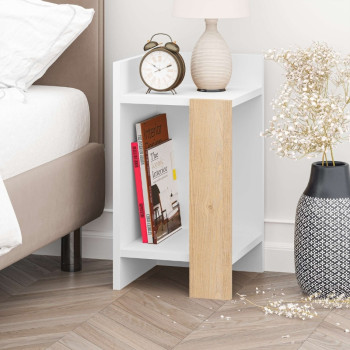 Κομοδίνο Elos Megapap αριστερό χρώμα λευκό - saphhire oak 30x31,7x55εκ.
